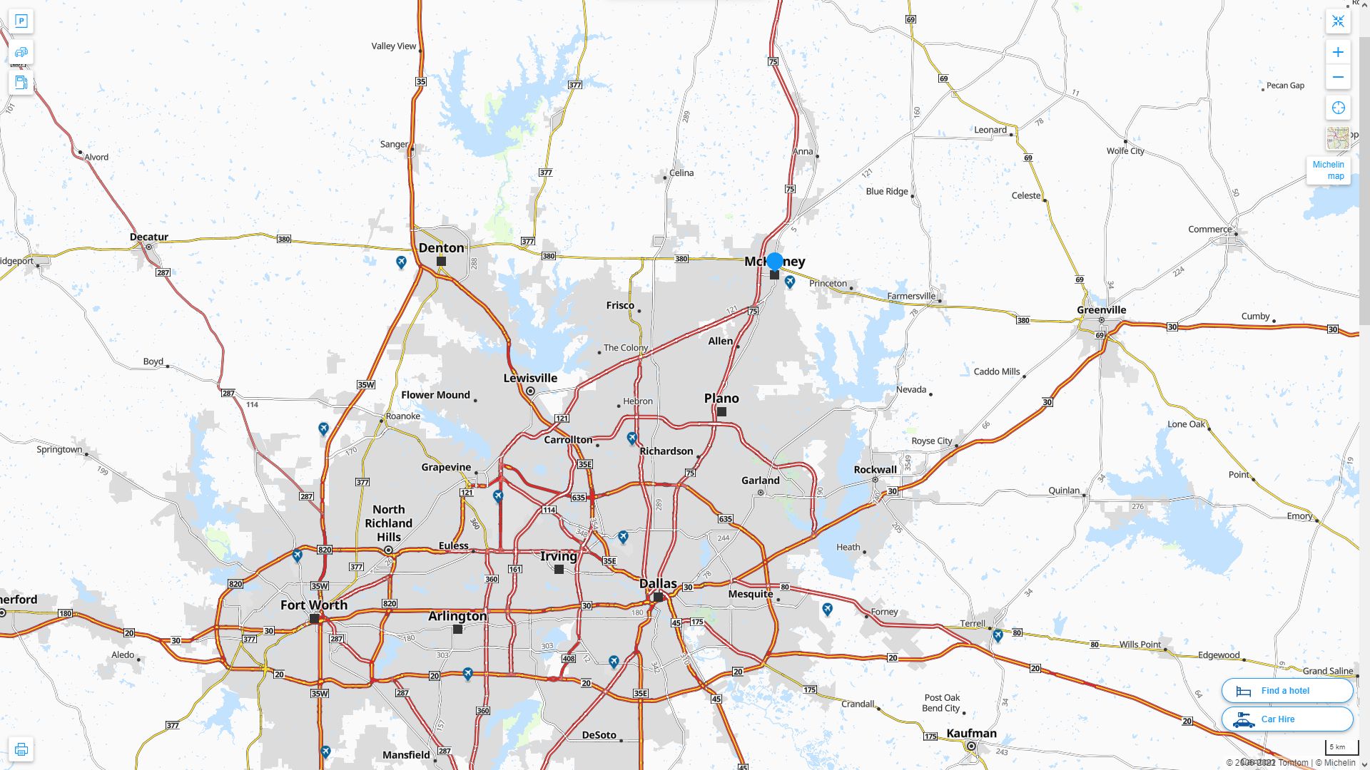 McKinney Texas Highway and Road Map
